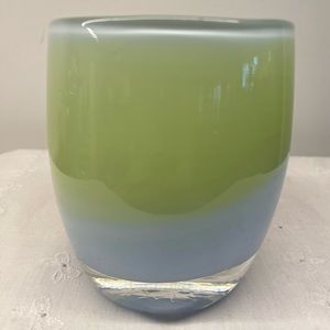 Glassybaby. Rare Stamping. Blue and Green Swirl.